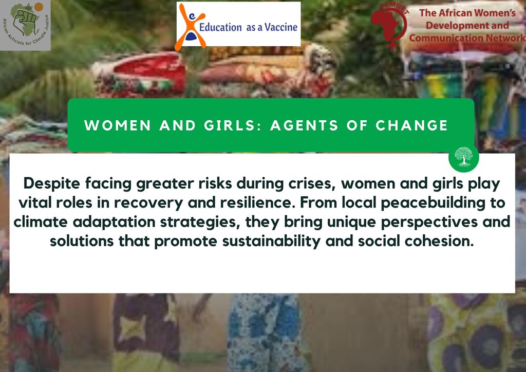 jennygoodwaters's tweet photo. Let us commit to a future where climate justice and peace intersect. By empowering women and girls, we can build a more resilient and equitable world. Together, let us advocate for policies that prioritize gender equality and climate action. #ClimateActionNow #AACJFSMA https://t.co/OJbfTAN2oy