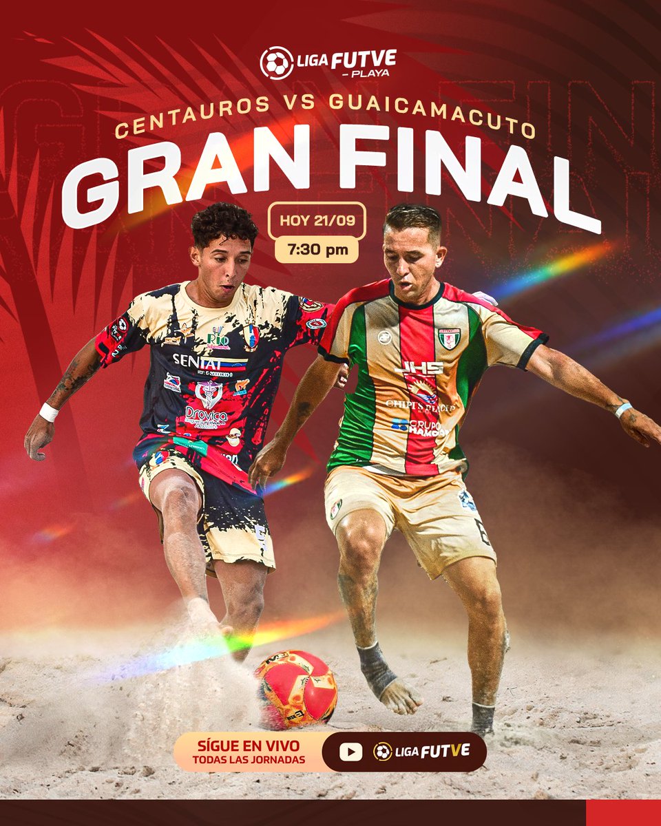 𝗟𝗹𝗲𝗴𝗼́ 𝗹𝗮 𝗵𝗼𝗿𝗮 𝗱𝗲 𝗹𝗼𝘀 𝗴𝗿𝗮𝗻𝗱𝗲𝘀  🥵

Se juega el último partido de la edición 2024 de la #LigaFUTVEPlaya🧡 hoy conocemos al campeón.

¿Quién se queda con la 🏆?

@centaurosdecaracas - Guaicamacuto 

#MagosEnArena🧡
