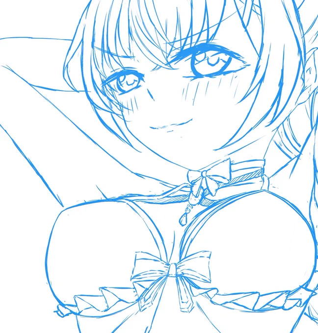 しかし私はなぜ一度も完成形で描いたことない水着みまりんを描いたことない構図で描いているんだろうか(˙꒳​˙)永遠と体線のラフで迷ってるよ(˙꒳​˙)これは時間かかる(˙꒳​˙) 