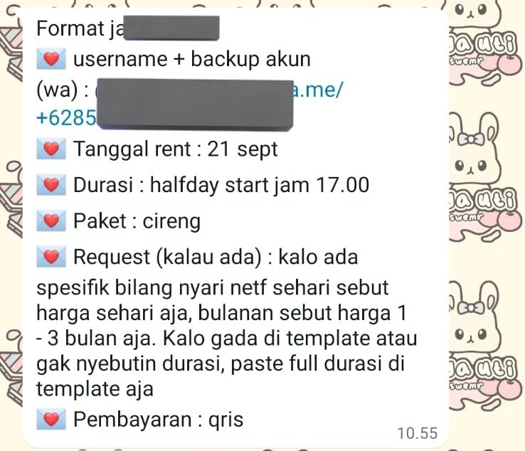 beauftyful's tweet photo. katanya si dia yang rugi y. padahal liat aja req dia ke kang jastagnya kek apa? wajar si orang ga mau, dan lagi jastag gue sendiri tipe yang kalo udah ada customer ya fokus ke cust dan promosi aja. apalagi dia juga ress wajar lah kalo ada case chat tenggelem https://t.co/wOoKe3owfV