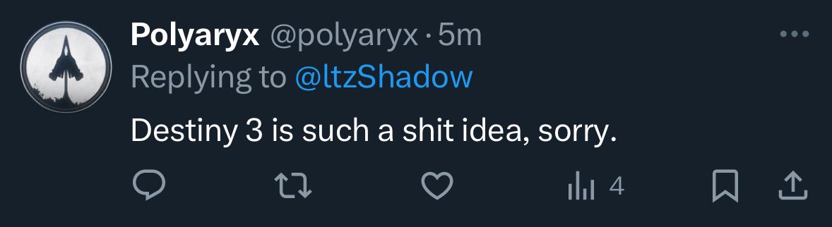 ltzShadow's tweet image. I don’t get how some people are SO opposed to Destiny 3.
Bungie just released arguably the greatest expansion ever… and the game immediately plummeted to all-time lows and content creators are starting to quit. We are losing players faster than ever. Clearly, D2 isn’t working.