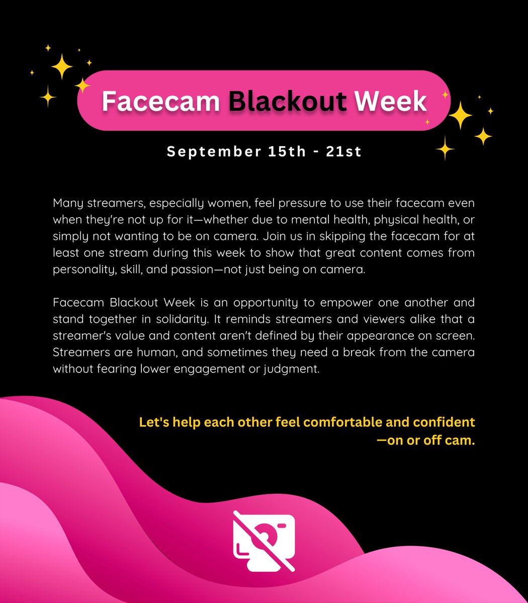 KystriGG's tweet photo. Today is the last day of Facecam Blackout Week and I want to thank everyone who has participated or supported it in any way at all. I know it helped me personally, and I hope it was uplifting for others as well. I will definitely plan more #camless weeks in the future! https://t.co/WHrYSy7IRo