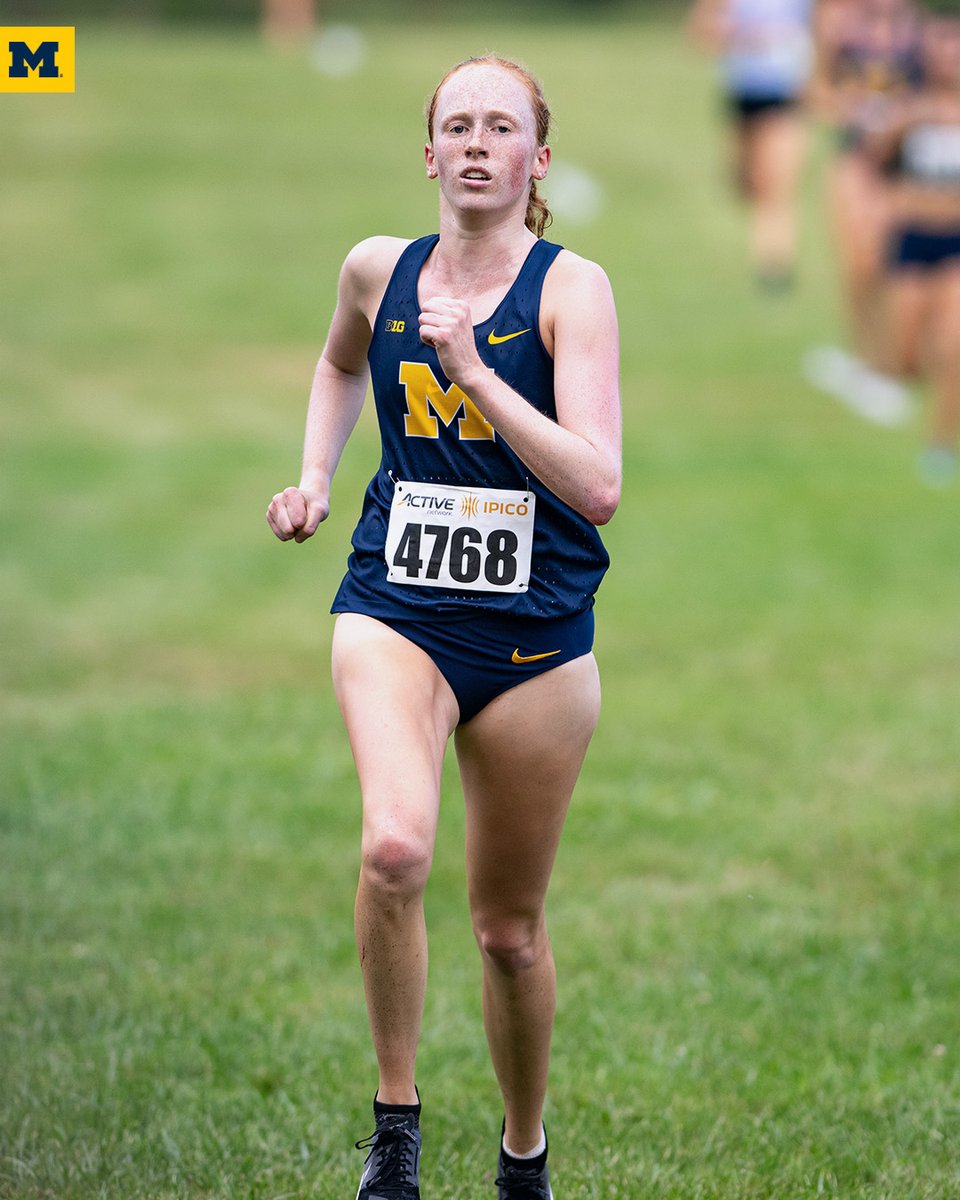 UMichTrack's tweet photo. The women had a solid day in Terre Haute! Rylee Tolson finishes first and seven Wolverines finish in the top 10, with big-time PRs from Tolson and Penelopea Gordon! #NCAAXC24 https://t.co/3EdvlMnFw0