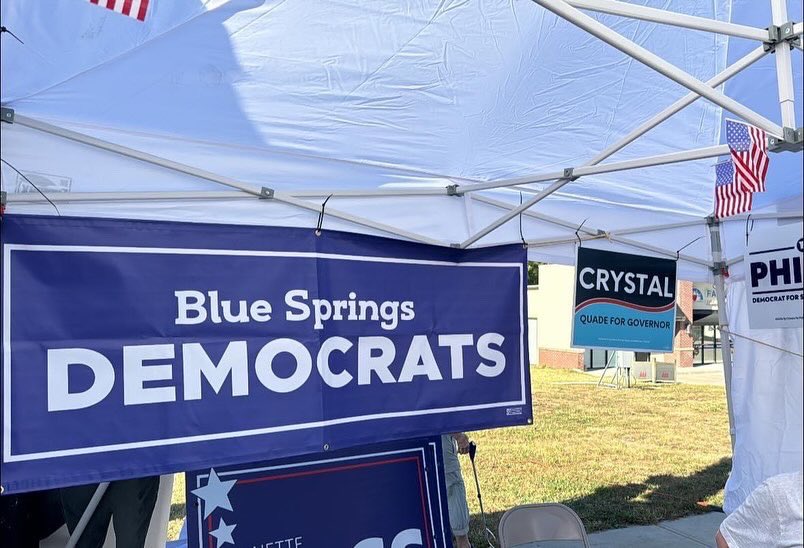 Rowan4BS's tweet photo. Just fitting in a little door knocking this morning, before the storm rolls in ⛈️. 
Make sure to stop by the Blue Springs Democrats tent and pick up one of our awesome yard signs, before they are all gone.
https://t.co/obEGYgWUTY

#voterowan
#VoteBlue
#Vote2024 https://t.co/oTIG88e73U