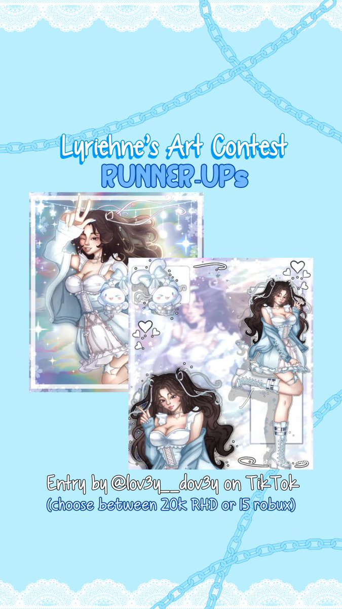 Runner-Up’s (in no particular order)
@ kkatsubi on TikTok
@ riz.driz on TikTok
@ lov3y__dov3y on TikTok
@ cremepuffpuff on TikTok
<a href="/yuiro0o/">yui | commissions closed</a> 

Congrats to the runner-up’s as well, and thank you to everyone who entered! 💗