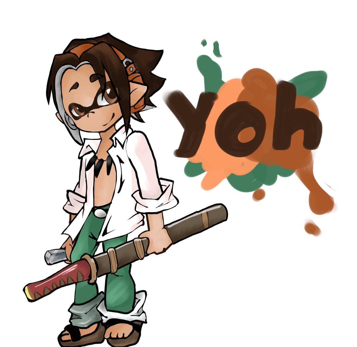 rattylynx's tweet image. Asakura Yoh as a Splatoon character
#shamanking