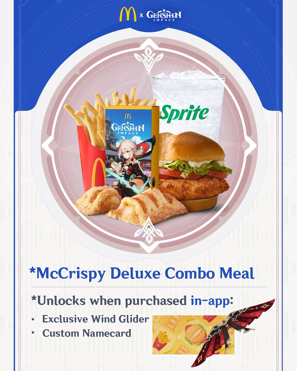 GiantBaconStrip's tweet photo. Mcdonalds x Genshin Apple Pie and Glider/Namecard CODE for people outside the US

QUICK GIVEAWAY: WILL END IN 2 HOURS
 
Just uh ❤️Like,🫂Follow, and👻rtwt 

I have never done a giveaway before so if there is an issue I apologize in advance. Will DM the codes to the winner https://t.co/qk9kDLbdmm