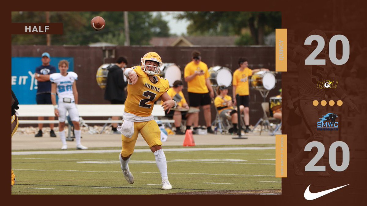 Score at half for <a href="/QUHawksSprintFB/">Quincy University Sprint Football</a>