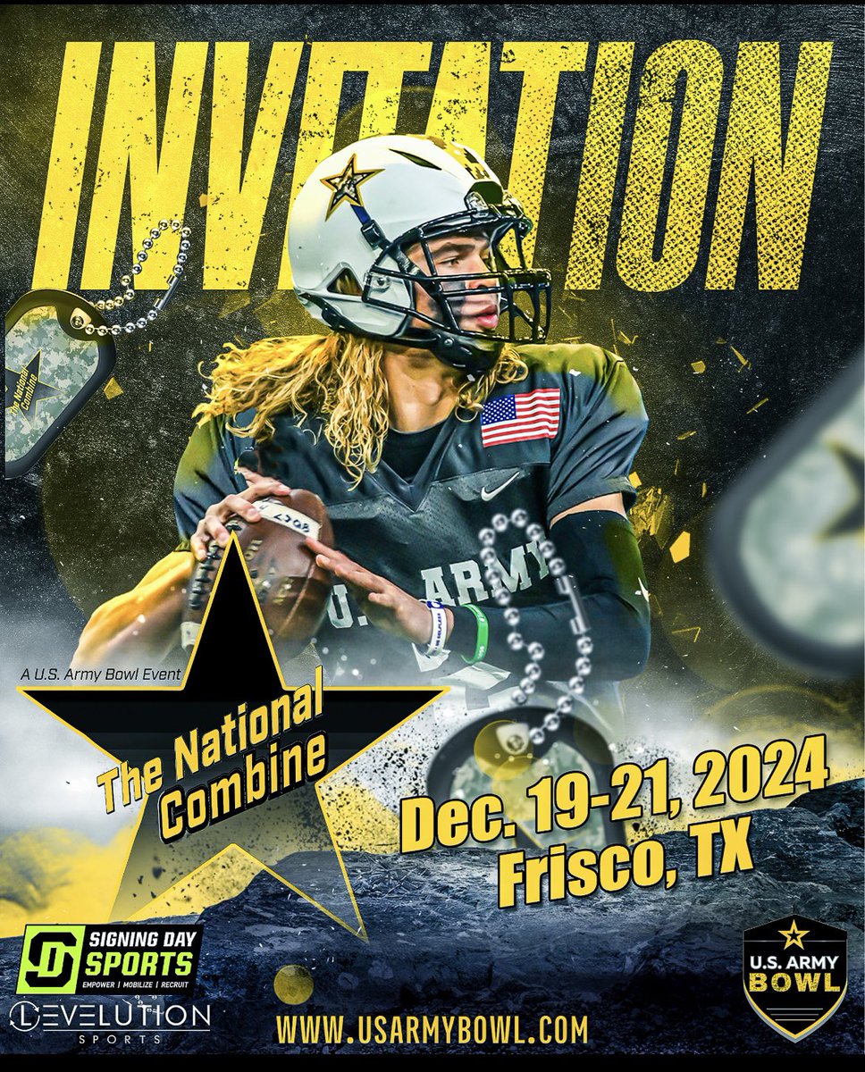 Proud to receive my official invitation letter to #TheNationalCombine #TNC at the <a href="/USArmyBowl/">Military Appreciation Bowl Week</a> Thank you <a href="/GregCooperNJ/">Greg Cooper</a> <a href="/LawrencHopkins/">Lawrence Hopkins</a> <a href="/ESPN3ALLDAY/">Mike Espy</a>

<a href="/GoMavsFB/">Germantown Maverick Football</a> <a href="/bbrady3/">Bruce Brady</a> <a href="/charlieshearer/">Charlie Shearer</a> @Jus_Wright94