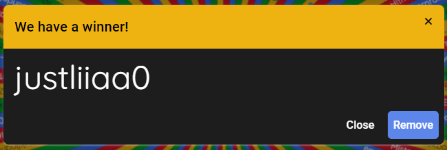 Twentieth person out! Come back in 30 minutes for the next elimination!