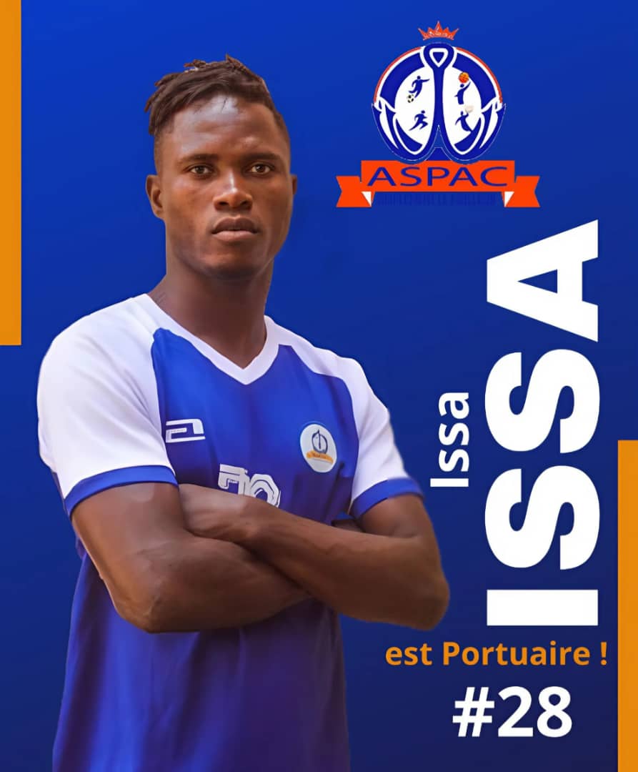 AspacBenin's tweet photo. Mercato 🔵⚪ 

Issa ISSA est Bleu et Blanc. L'ex attaquant de DADJÈ FC portera le dossard 28 avec ASPAC. C'est une joie de l'enrôler dans notre effectif. 

Bonne Chance à toi Issa ⚓

@portdecotonou 
#LiguePro
@AblamGnamesso 
#football 
@ArogounTanko https://t.co/U3NYSaMFKS