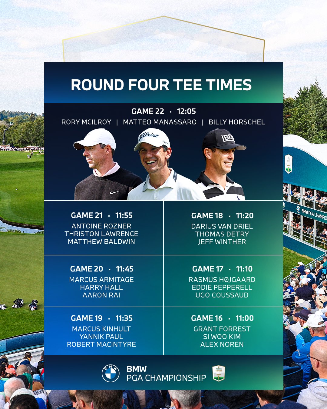 BMW PGA Championship on X Tee Times Sunday See the full list here https t L0jRl4Uz8y https t 4p1h1kBPEn X