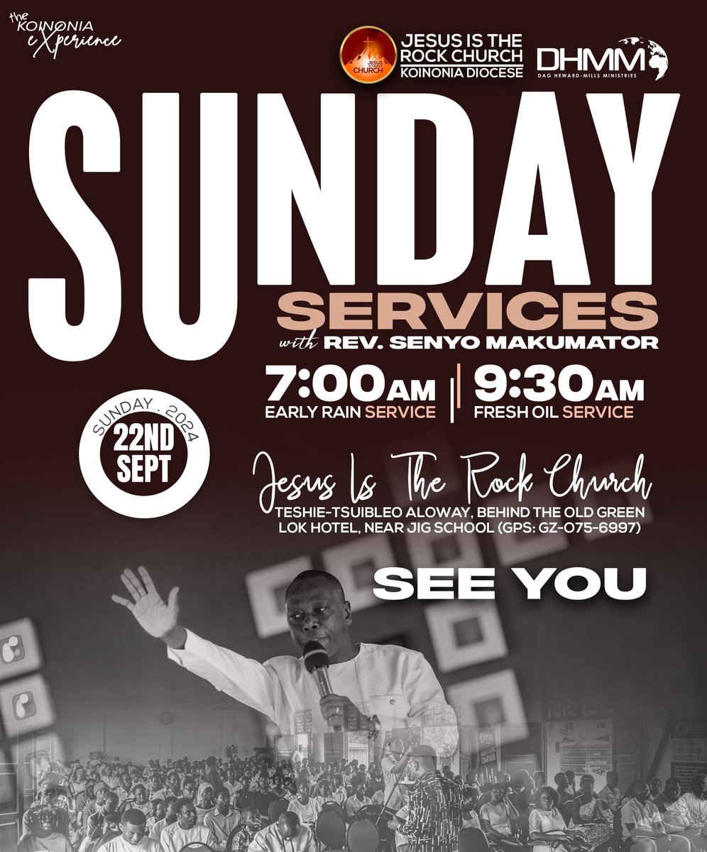 RevSenyoM_dhmm's tweet photo. 📍📍📍📍📍📍📍📍📍📍📍
Church is always better with YOU!👌🏽🥳🎉

We can’t wait to spend time with you tomorrow, join us as we worship the Lord and receive amazing blessings!!! #ChurchThisSunday https://t.co/bQJr4mQb3U