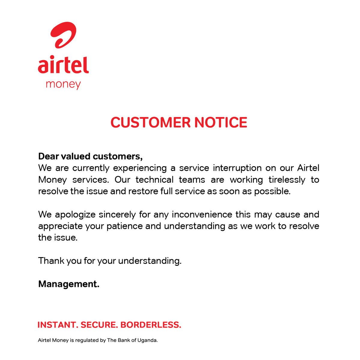 Airtel_Ug's tweet photo. #CustomerNotice https://t.co/Ccz7Xavjrd
