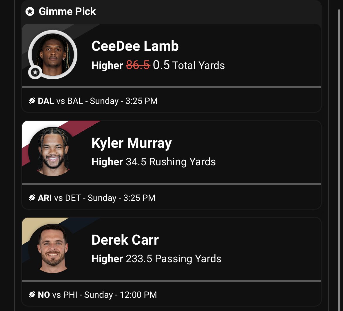 community_ashy's tweet photo. Free Square Pair👀⚡️Don’t overthink it. Lions D-Line is gonna bring an insane amount of pressure, Kyler gonna have to rely on his legs heavy this game. Carr is at home against a stink eagles defense. Let’s see some green✅ #Underdog #underdogpicks #PrizePicks #sportsbet #nfl https://t.co/VvLHvgSmIb