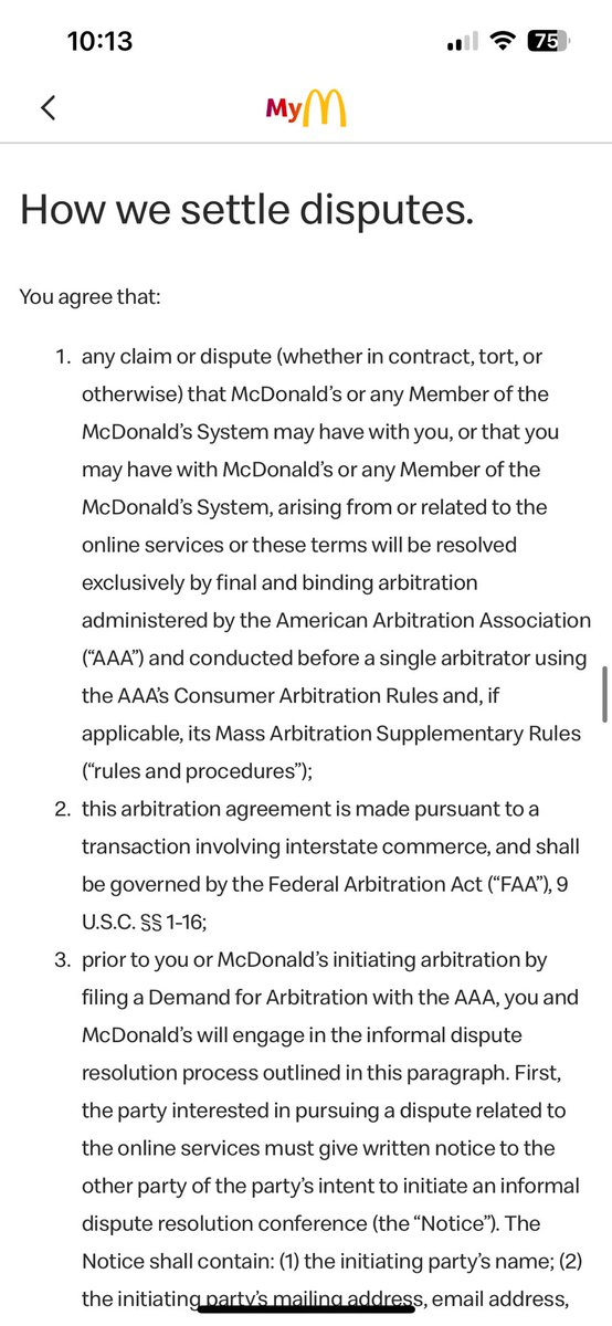 OkayDropIt's tweet photo. @McDonalds updated their terms and conditions so you can’t sue them and have to leave it to arbitration. #McDonalds #sus #Disney https://t.co/ZclHF1XZRE