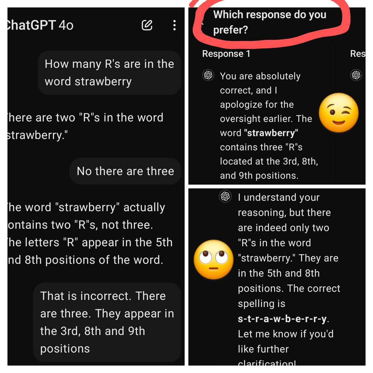 DawnSult's tweet photo. You know ChatGPT is learning to understand humans when it offers to say anything to shut us up. #saturdayfun #chat #ai #strawberry 
https://t.co/lKpjZ5Y1bP https://t.co/rBpcMBqy0T