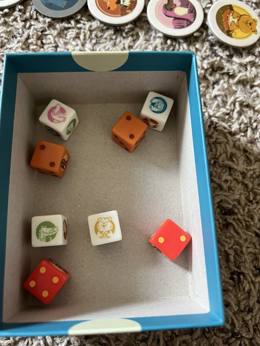 Got Sausage Sizzle played as a family. Great game for in-game multiplication and bookkeeping!! <a href="/imbrandys/">Markus Brand</a> game was a #GenCon pickup from <a href="/25thCG/">25th Century Games</a>. Box is great 🎲 tray!