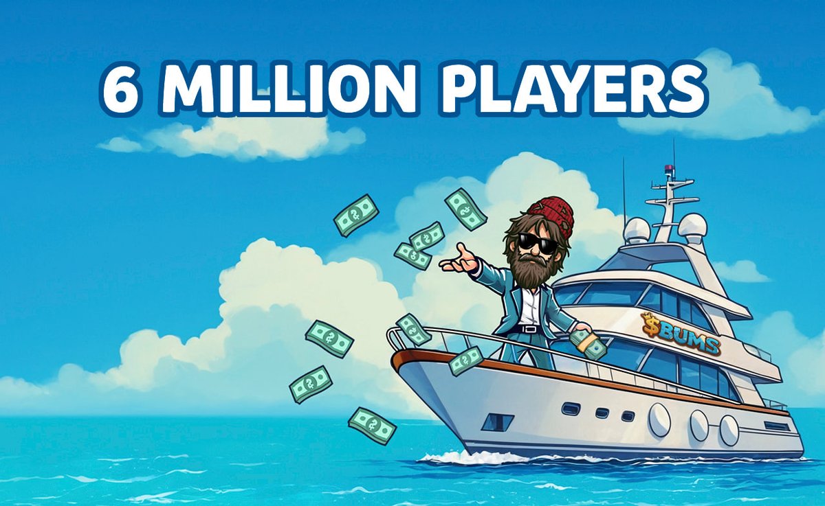Can you believe it? Just yesterday we were celebrating 5 million players in #bums , and today we’re already at 6 million! 🎉 Our community is growing faster than a rumor in a small town.

With all my trashy love, Your millionaire bum.