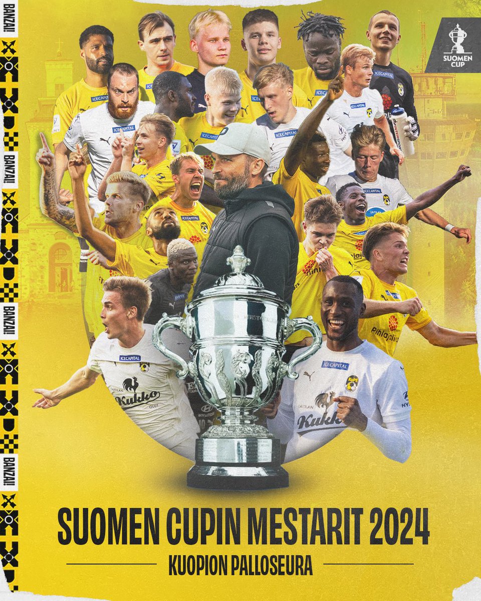 KUOPION PALLOSEURA ON SUOMEN CUPIN MESTARI VUOSIMALLIA 2024 💛🖤

#banzai #KuPS #SuomenCup