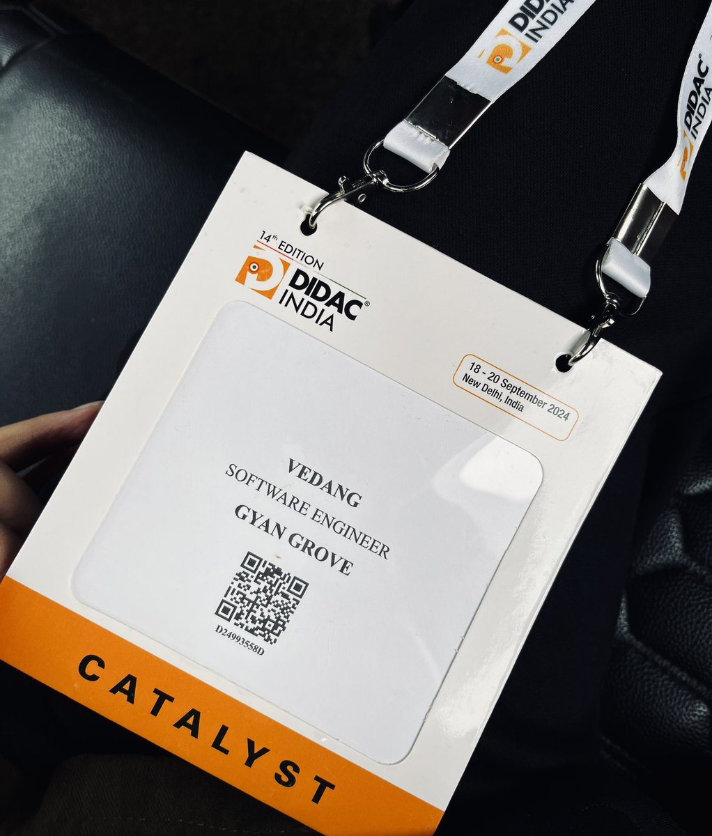 ThisIsVedang's tweet photo. Had the incredible opportunity to represent GyanGrove at #DidacIndia. Made great connections, networked with influential leaders in the edtech industry, and explored the latest technologies integrating Artificial Intelligence in education 
#EdTech #AI https://t.co/c11im3Ungt