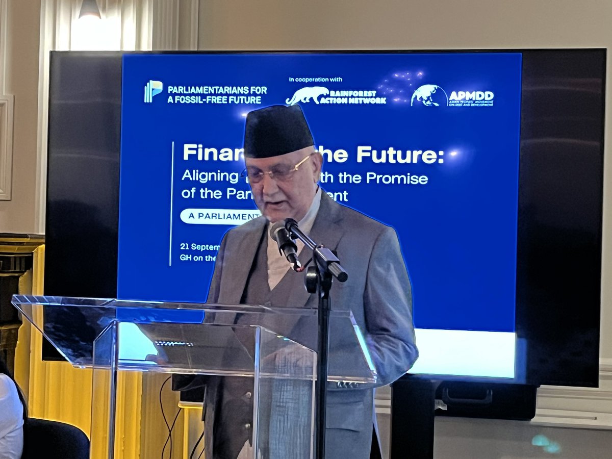 parlfossilfree's tweet photo. 🇳🇵Nepal Prime Minister KP Sharma Oli: Public and private finance is still making fossil fuels phaseout a distant dream. We Least Developed Countries continue to suffer the worst impacts. #FinancingTheFuture https://t.co/pWFrV1mk0w