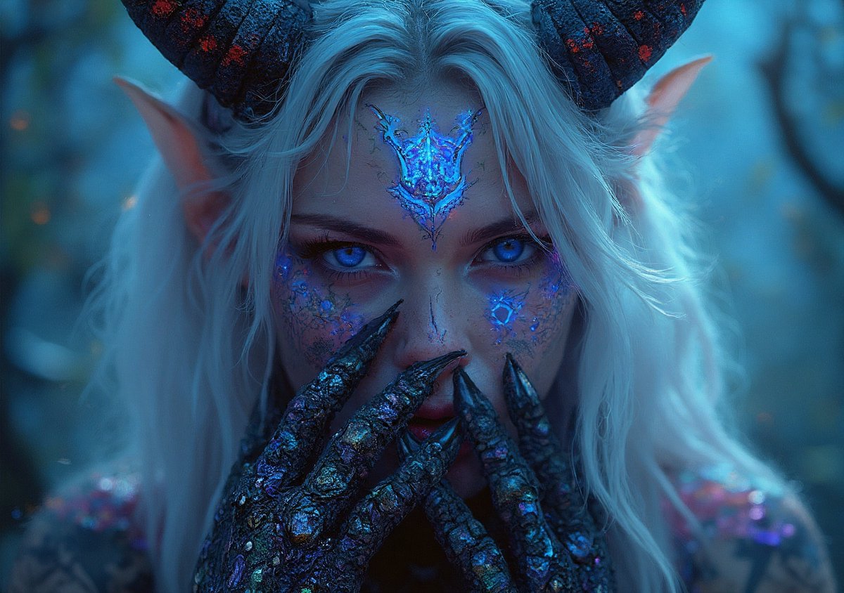 PromptSin's tweet photo. Unleashing an enchanting vision from the depths of fantasy! 🌌✨ This captivating character blends beauty with mystique, showcasing stunning details and vibrant colors. 🌙💙 #Art #FantasyArt #CharacterDesign #AIArt #DigitalArt #FantasyWorld #Cosplay #CreateYourOwnReality https://t.co/NHybasBoNJ