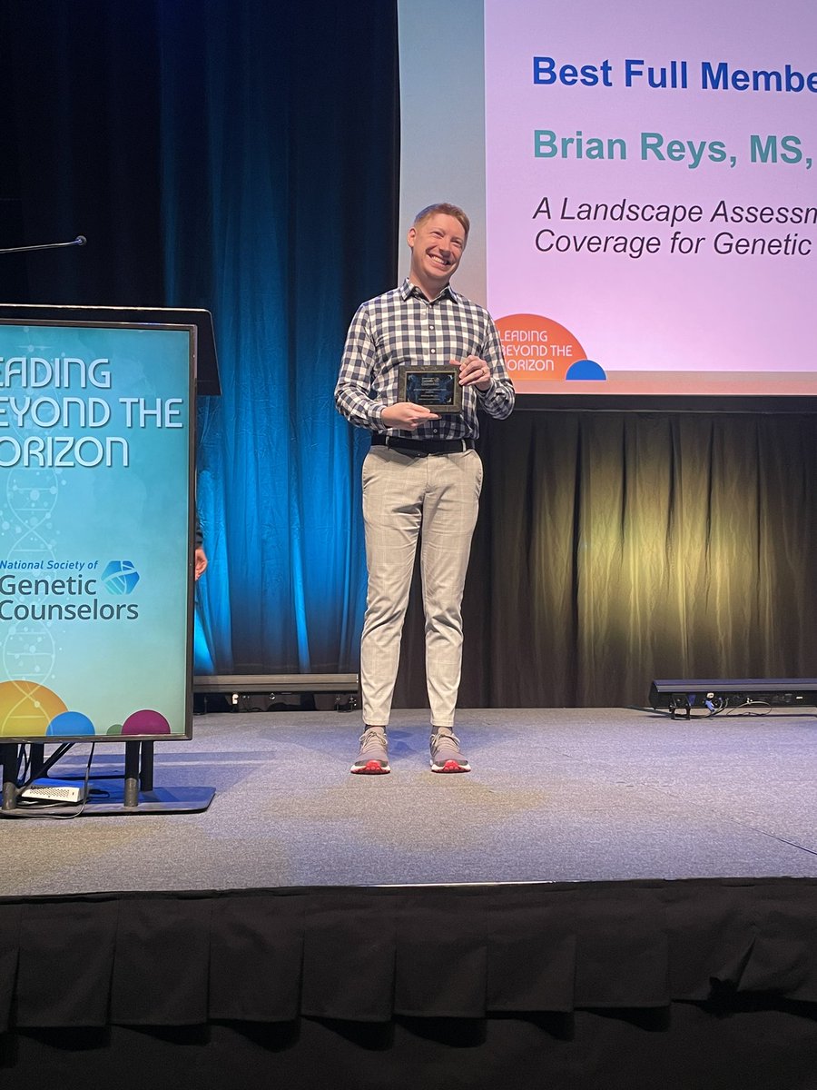 GeneticCouns's tweet image. Congratulations 🎉 to Best Full Member Abstract award 🏆 winner Brian Reys, MS, CGC! We’re honored to hear from you and the GC Medicaid Recognition Team on your critical work and insights into Medicaid Coverage for #GeneticCounseling. #GeneChat #NSGC24