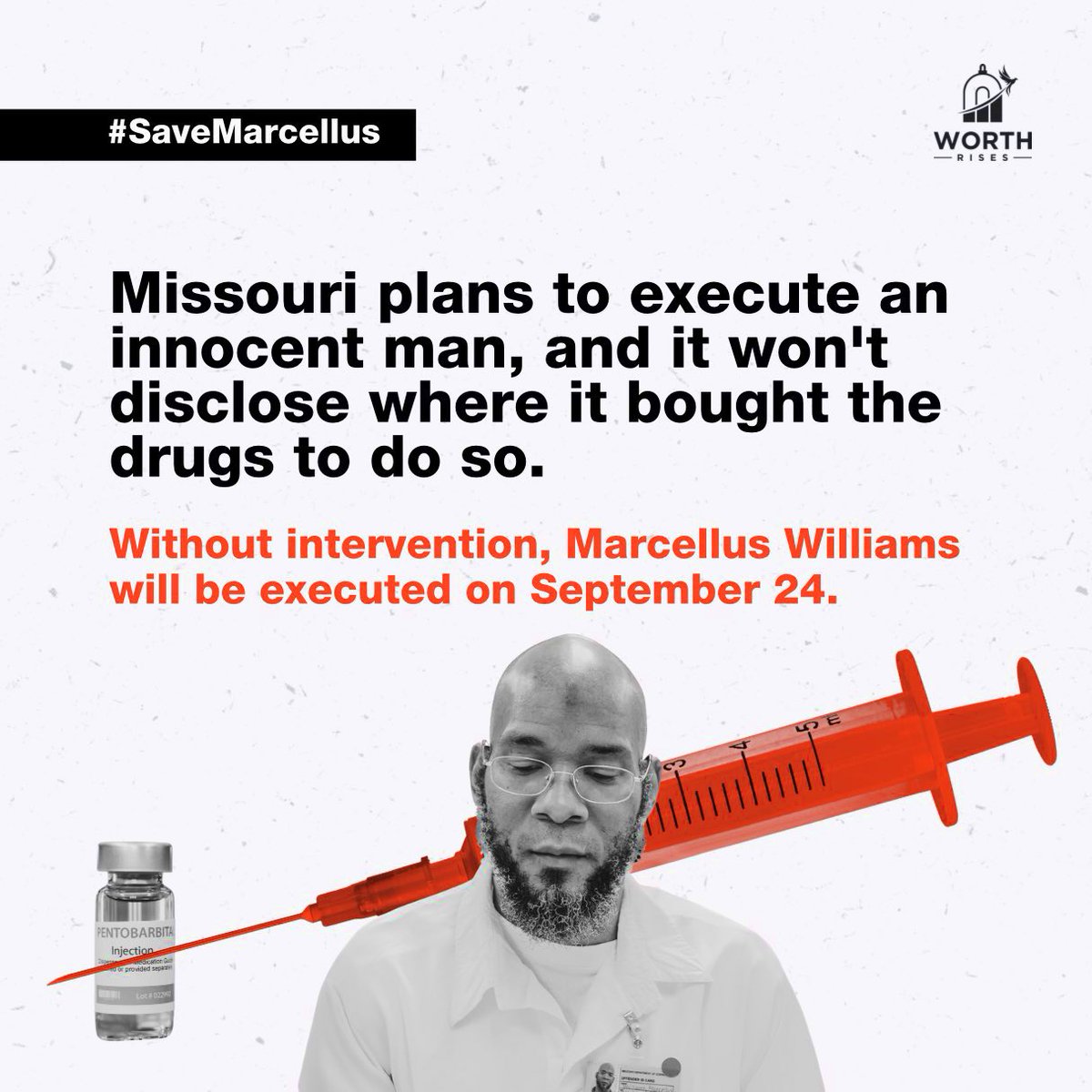 RevBlackNetwork's tweet photo. @GovParsonMO Despite admissions of serious prosecutorial misconduct, including improper handling of evidence &amp; exonerating DNA #MarcellusWilliams is still facing execution in 3 days. His last chance is for YOU to intervene. Stop protecting those guilty of keeping this innocent man locked up! https://t.co/X5Y3sJgIe4