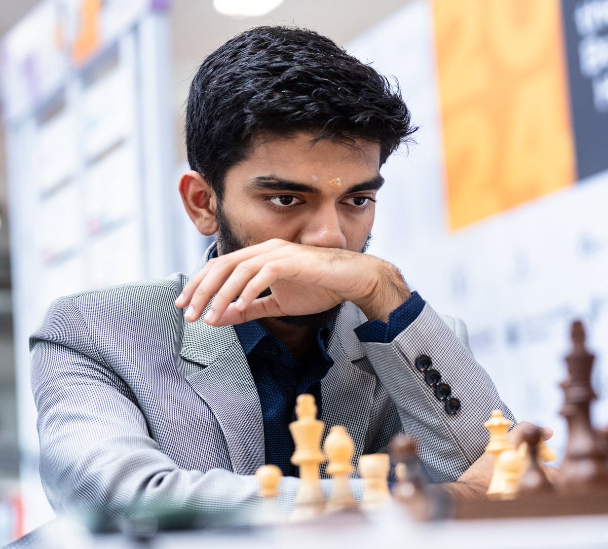 GothamChess's tweet photo. Gukesh has just defeated Fabiano Caruana at the Chess Olympiad. 

He is keeping India on pace for a gold medal finish at just 18 years old. 

Absolutely world class player. Just sensational to watch his development. https://t.co/7DnqEdjVsO