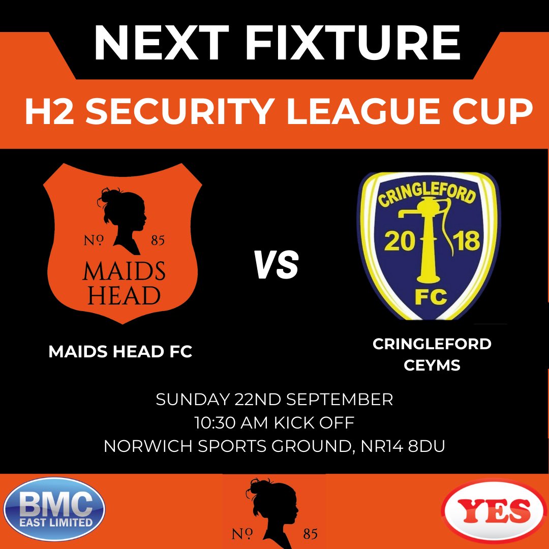 We’re back this weekend with a fixture in the league cup! We take on <a href="/CringlefordFc/">Cringleford CEYMS</a> at Norwich Sports Park, kick off 10:30 am. 
UTM 🧡🖤