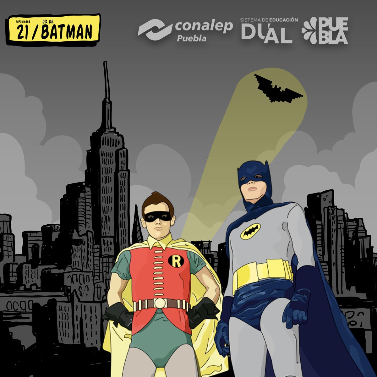 Conalep_Pue's tweet photo. 🎶 Ta ra ra ra ra ra ta ra ta ra ra ra ra ra ta ra Batman... Admítelo, lo leíste cantando. Hoy es el día de uno de nuestros superhéroes favoritos: el hombre murciélago, creado en 1939 por Bob Kane y Bill Finger. 🦇 https://t.co/aaNAFam9Lc