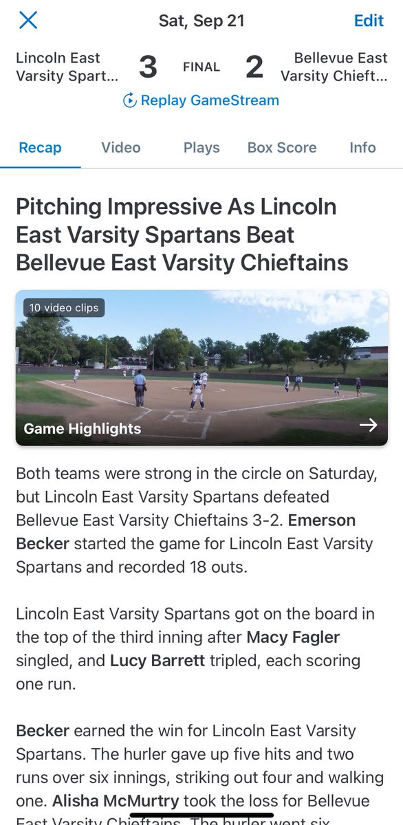East Softball tweet media