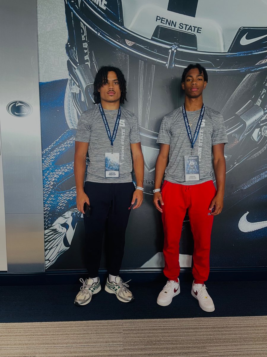 jussgriffin's tweet photo. Honored to be invited to the @PennStateFball game today vs Kent state as a football recruit!! Brought along my boy @EdwinHidal32565 #passaicpride #WeArePennState @CoachAhmadPSU @coachseider https://t.co/7NTRAh7sR2