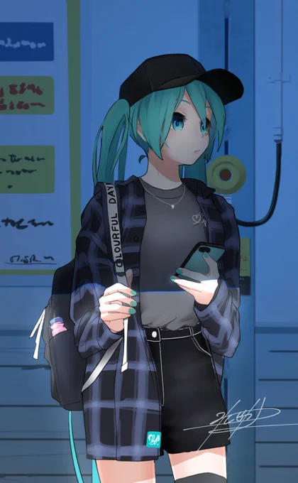 過去絵ミク電車待ち 