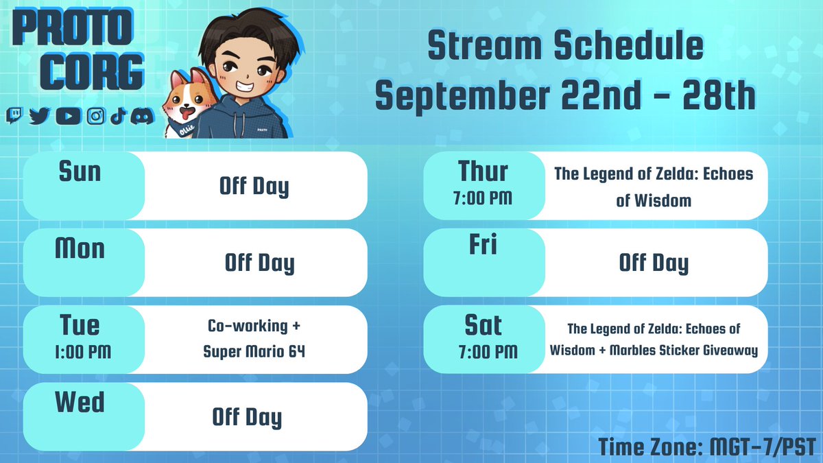 Completed my first full week of returning to streaming!! Schedule for next week!