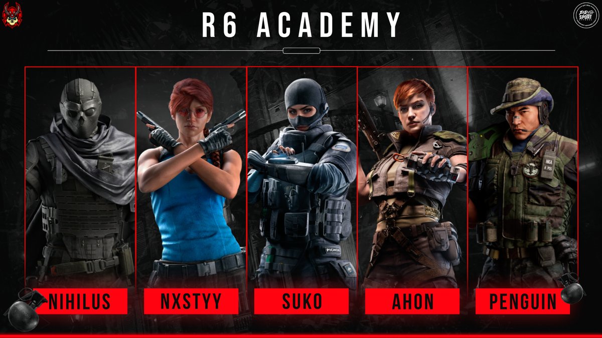 We migth be teamless for MNEB, but we are not academyless! 🤓😇

Please welcome in our R6 academy! 🥳🥳🥳

The roster: 
<a href="/ronNmeth4/">Áron Németh</a> 🇭🇺
<a href="/sukomer_hu/">SuKo</a> 🇭🇺
<a href="/Nxstyy_r6/">Nxstyy</a> 🇭🇺
@Gr3yR6s 🇭🇺
<a href="/Mby_Penguin/">MbyPenguin</a> 🇳🇱

Manager: <a href="/messzi_szabo/">N0sKILL</a> 

#announcements #roster #prosportapparel