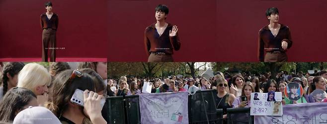 Two2_2owT's tweet photo. 《粗略翻譯》

防彈少年團（BTS）的Jin在「米蘭時裝週」（Milan Fashion Week）上成為提及次數最多的名人，彰顯了他作為「全球超級巨星」的地位。

作為高級精品時尚品牌Gucci的全球代言人，Jin於韓國時間20日出席於義大利米蘭舉行的「Gucci 2025春夏女裝時裝秀」，受到了全球的熱烈歡呼與關注。

根據全球客戶體驗管理平台Sprinklr的數據，Jin以超過300萬次的被提及量成為「米蘭時裝周上提及次數最多的名人」全球第一名。此外，Jin所代言的Gucci也被提及超過200萬次，成為全球提及次數最多的設計師品牌，這充分證明了Jin作為頂級全球巨星的超高人氣和影響力。

在韓國時間20日的24小時內，Jin在全球X（前Twitter）平台上佔據了流行趨勢的前三名。此外，截至20日，Jin在過去7天內也成為「2024米蘭時裝週」相關的全球Google搜尋詞彙第一名，再次證明了其作為全球時尚偶像的超高人氣。

#JinxGucci 這個標籤成為與Gucci相關提及次數最多的話題，甚至在過去7天裡還超越了官方標籤 #Gucci。

作為「視覺之王」的Jin，在Gucci時裝秀上展現了完美的外貌與優雅的姿態，吸引了所有人的目光。

作為「Gucci的代言人」，Jin坐在擁有Gucci、Bottega Veneta、Saint Laurent、Balenciaga、Alexander McQueen、Boucheron、Lindberg等眾多品牌的公司Kering主席Francois-Henri Pinault的旁邊一同觀看時裝秀。

許多粉絲早早就等候在現場，只為一睹Jin的風采。全球各大時尚雜誌也爭相通過官方帳號發布Jin的照片和影片。

《Vogue》雜誌的斯堪地那維亞版的主編在Instagram上發布了Jin以及現場粉絲對他熱情歡呼的影片，並寫道：「看看Jin從Gucci秀場出來時的尖叫聲。OMG！」

Gucci的全球社交媒體負責人Fabio Di Stasio也在自己的Instagram上發布了粉絲熱情等待Jin的影片。

作為Gucci與高級珠寶品牌Fred的全球代言人，Jin曾多次引發連續的超快速售罄和官方網站癱瘓，被稱為「售罄王」和代表性的全球超級巨星。Jin首次參加時裝秀引發了全世界的熱烈反響。

https://t.co/5f6ChN2cqG