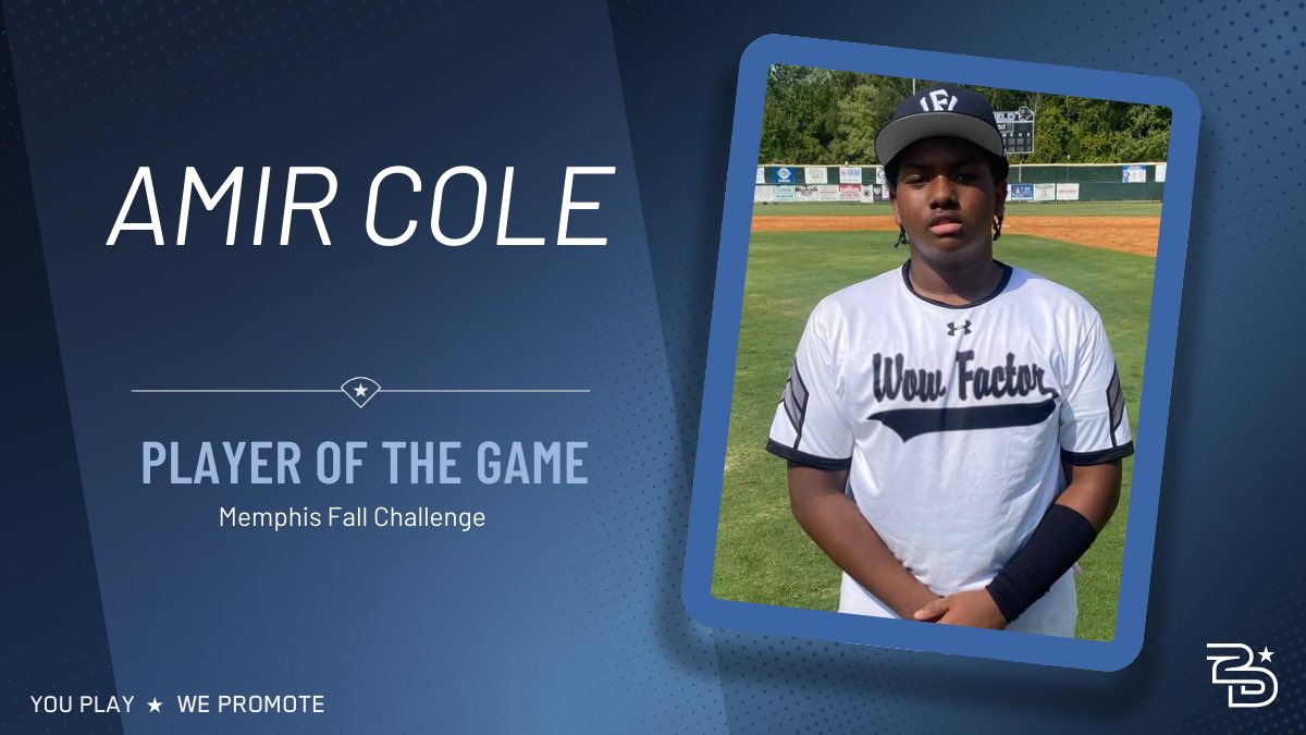 2DsportsbsbTN's tweet photo. ⭐️Player of the Game⭐️

Wow Factor Nation MS - Walls (@nation_ms1) 
Amir Cole (@AmirCole362776) 
2-2, 2BB, 2RBI

#uncommitted  #2DHitting https://t.co/ZKIQPj23HY