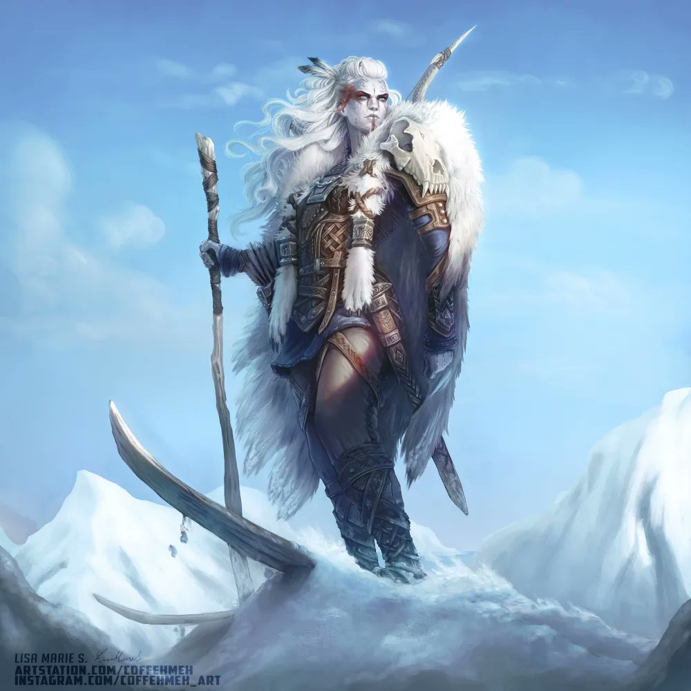 For3v3rKendrix's tweet image. Frost upon the mountain’s crown,
Bones of giants weigh me down.
Skadi&apos;s breath, cold winter&apos;s tear,
Hunts the wolf with ice-clad spear.

Winter&apos;s bride, the snow’s lament,
Fades the sun where night is sent.
Her steps are silent, sharp, and clear,
Whispering the end is near.