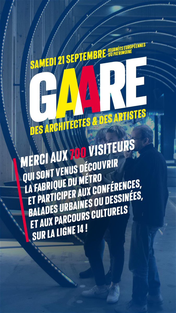 Clap de fin 👏

Vous étiez nombreux à nous rencontrer aujourd’hui ! Merci à vous et à toutes les équipes mobilisées à travers toutes les animations du #GrandParisExpress pour ces #Journeesdupatrimoine 🫶 
#GAARE JEP2024
