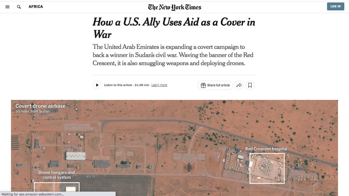 MohanadElbalal's tweet photo. The UAE is flying in Arms to their genocidal RSF militia under the guise of the Red Cross!! And here is the @USSESudan again talking about how the ALPS group which includes the UAE is working for peace and to deliver aid. Breathtaking levels of gaslighting! 
#Sudan https://t.co/AOr60HPA5N