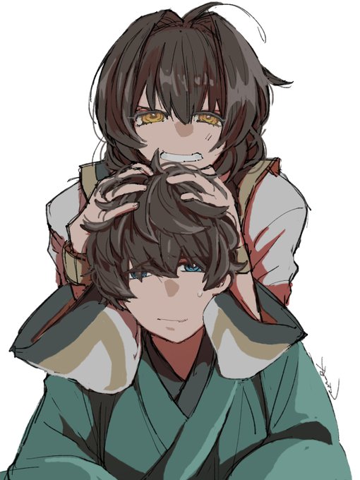 伊の髪わしゃわしゃ～!!して鳥の巣みたいになった伊とニコニコな剣が見たい、かわいいそんな剣伊 