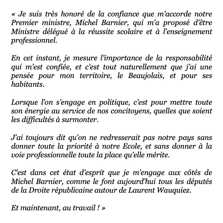 APortier_off's tweet photo. #GouvernementBarnier @MichelBarnier https://t.co/bWQMDJLK5F