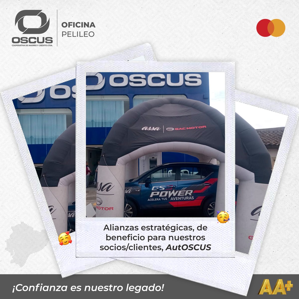 CoopOSCUS's tweet photo. 👨👩👧 𝐒𝐮́𝐛𝐞𝐭𝐞 𝐚 𝐭𝐮 𝐩𝐫𝐨́𝐱𝐢𝐦𝐨 𝐚𝐮𝐭𝐨 🚗
En nuestra oficina Pelileo promovimos el crédito AUTOSCUS, que te lleva a donde siempre has querido estar. ¡Tu viaje comienza aquí! 🤝✅
#ActivaciónPelileo
#YoSoyOSCUS https://t.co/5XeaP5nYQt