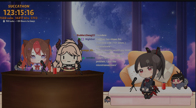 Pyrrhixz's tweet photo. Day 6 of #Succathon is over! We got a chance to chat with @Rachellular (EN VA for Zwei in #NIKKE ) and placed 12th in our Union Raids
We also met our 500k channel point goal and added another 24 hours to the timer!
Big thanks to @missnekopon for co-hosting with me and for everyone who supported today!
Shoutout to @ReikaTheShark @Vixen_VTuber and @Zeth3n for the raids!!!