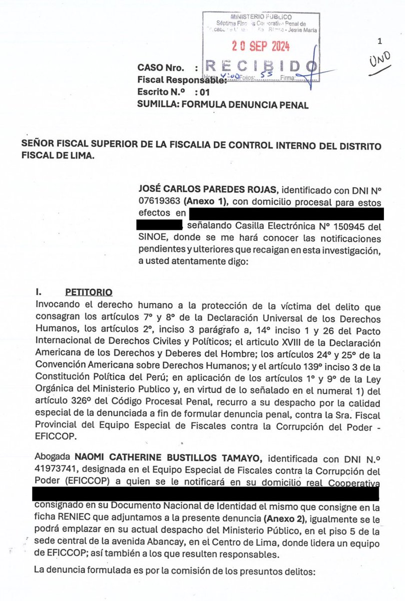 cparedesr's tweet photo. El fiscal Juan Mendoza archivó definitivamente la denuncia penal que Efficop presentó en mi contra por orden de Marita Barreto. Notificado, he denunciado penalmente a la autora material de esta falsa denuncia, la fiscal Naomi Bustillos Tamayo por 3 graves delitos. @FiscaliaPeru https://t.co/Dvq4VGm0t1