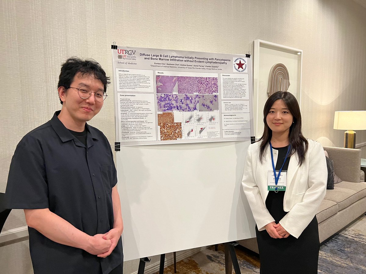 eunbeechomd's tweet photo. Texas Society of Clinical Oncology(TxSCO) annual meeting
I had a great chance to poster present on the case of a DLBCL with rare manifestation. 
It was nice to attend this local hem/oncology conference as a candidate for Hem/Onc. All the panel talks were informative and helpful!
#txsco #sanantonio #texas #hematology #oncology #hemonc