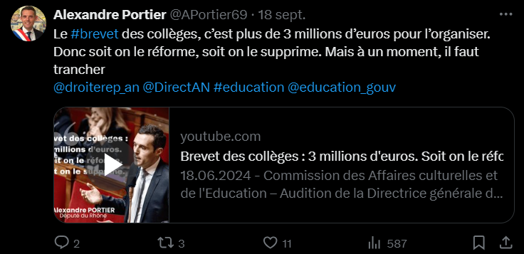 Le député LR Alexandre Portier sera chargé de la « réussite scolaire et de l’enseignement professionnel »