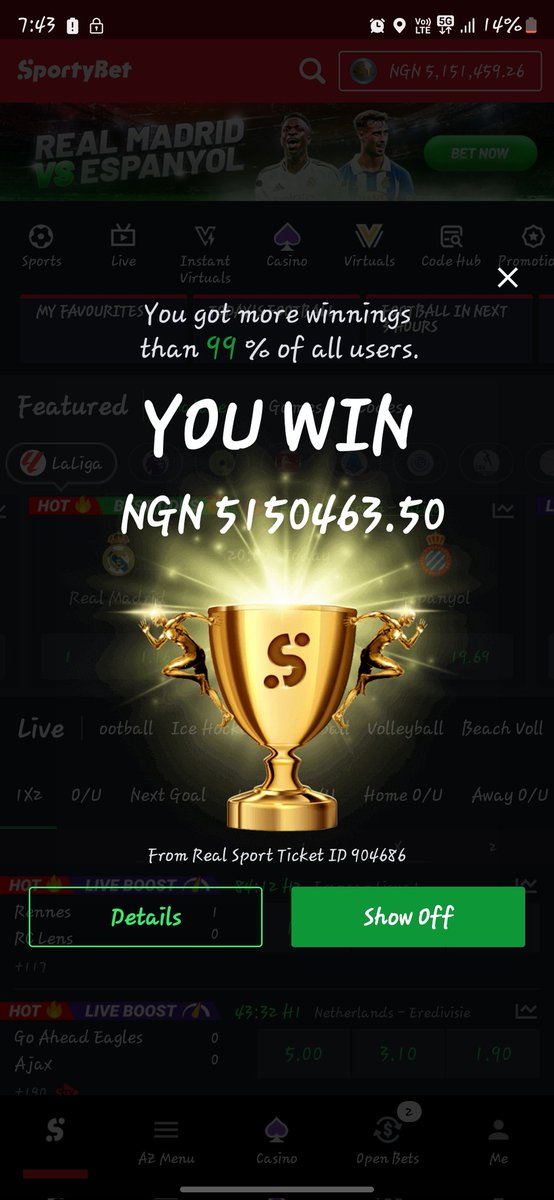 180 million naira boom 💥  ✅️💯🤑💯💥💥✅️💯😂💰🤑💰😂💯✅️✅️✅️✅️

Betano be no wan update ticket ni ?? 😂😂